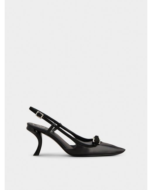 Roger Vivier Black Virgule Slingback Pumps