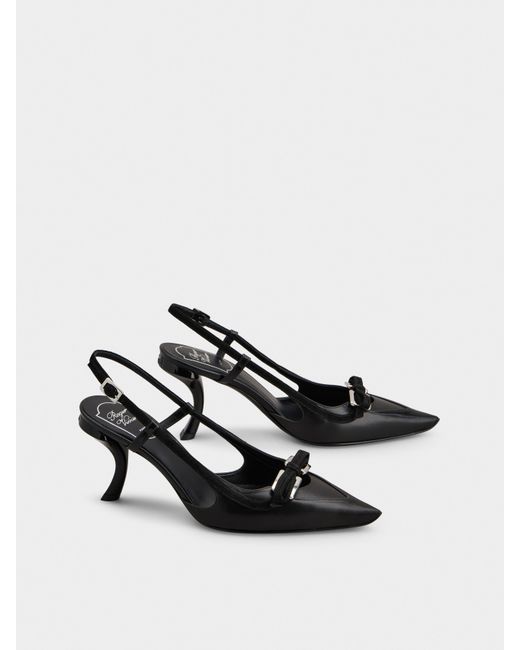 Roger Vivier Black Virgule Slingback Pumps