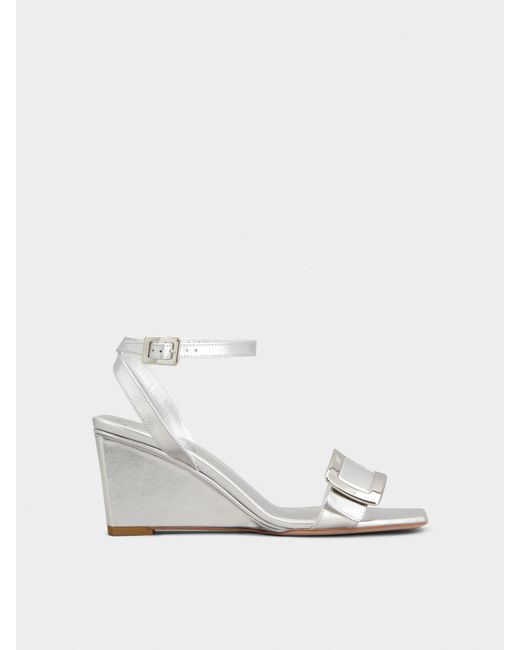 Roger Vivier White Belle Vivier Wedge Sandals