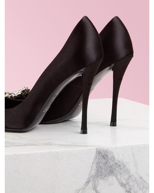 roger vivier flower strass buckle pumps in satin