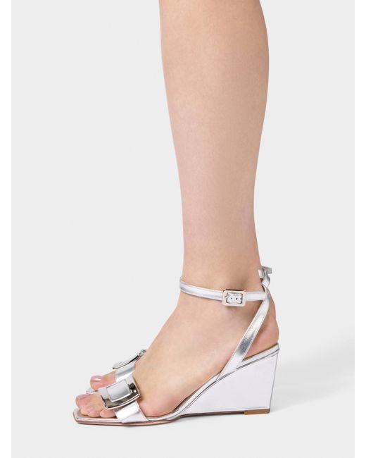 Roger Vivier White Belle Vivier Wedge Sandals