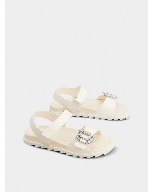 Roger Vivier Natural Slidy Viv' Sandals