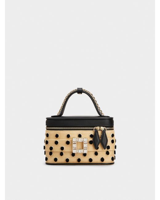 Roger Vivier Polka Dot Vanity Très Vivier Micro Bag, ,Natural
