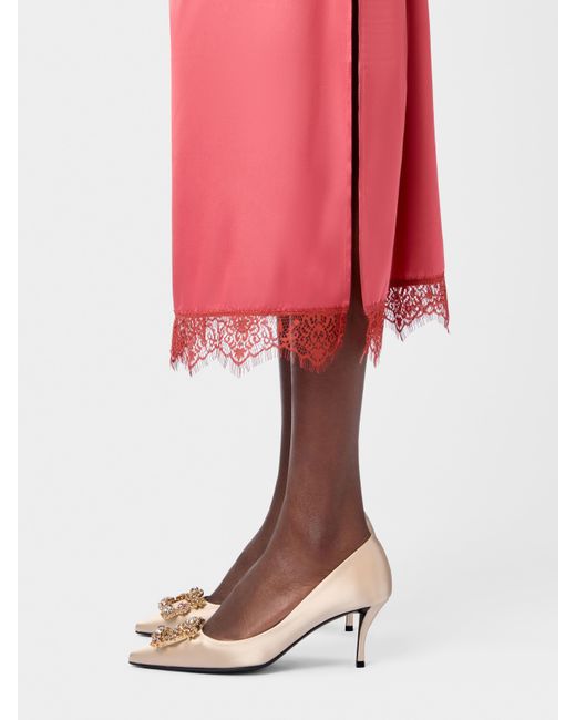 Roger Vivier Pink Flower Crystal-embellished Satin Pumps