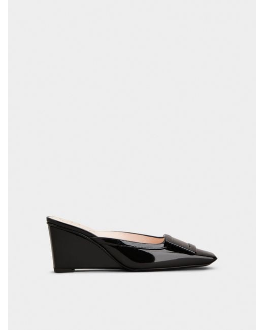 Roger Vivier White Belle Vivier Wedge Mules