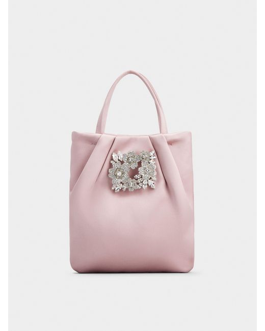 Roger Vivier Pink Drapé Pocket Bouquet Strass Buckle Micro Bag