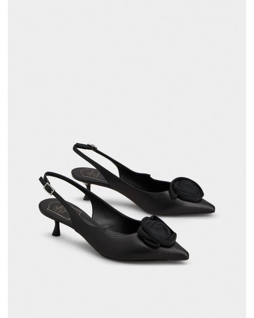 Roger Vivier White Rose Vivier Slingback Pumps