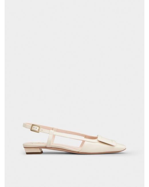 Roger Vivier Natural Belle Vivier Slingback Ballerinas