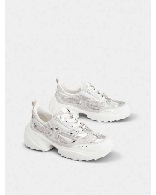 Roger Vivier White Viv' On The Run Sneakers With Sequins