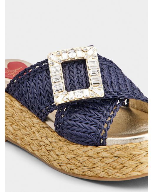 Roger Vivier Blue Wedge Mules