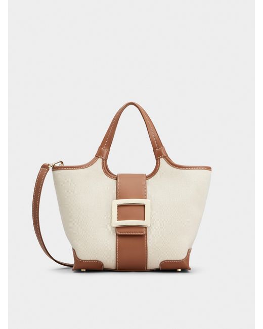Roger Vivier White Belle Vivier Mini Shopping Bag