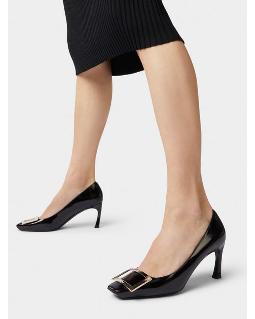 Roger Vivier Black Décolleté Belle Vivier Trompette Leather Pumps