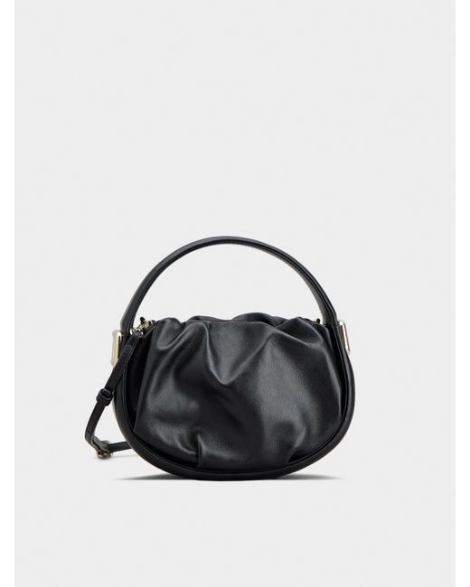 Roger Vivier Black Hobo Viv' Choc Mini Bag In Leather