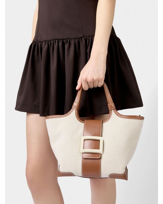 Roger Vivier White Belle Vivier Mini Shopping Bag