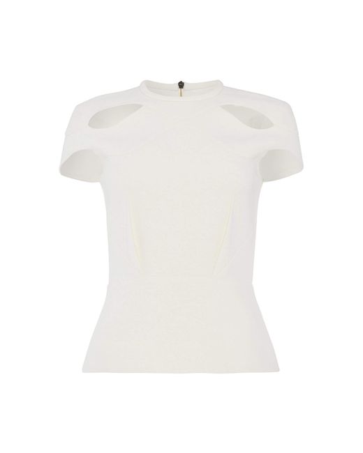 Roland Mouret Wool Hendra Top in White - Lyst