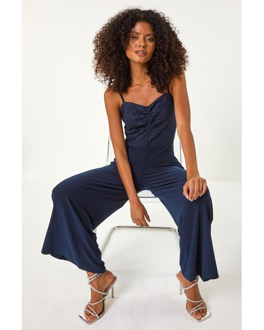D.u.s.k Blue Sweetheart Lace Stretch Jumpsuit