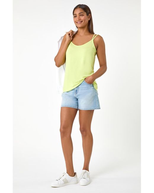 Roman Blue Double Strap V-Neck Stretch Vest Top
