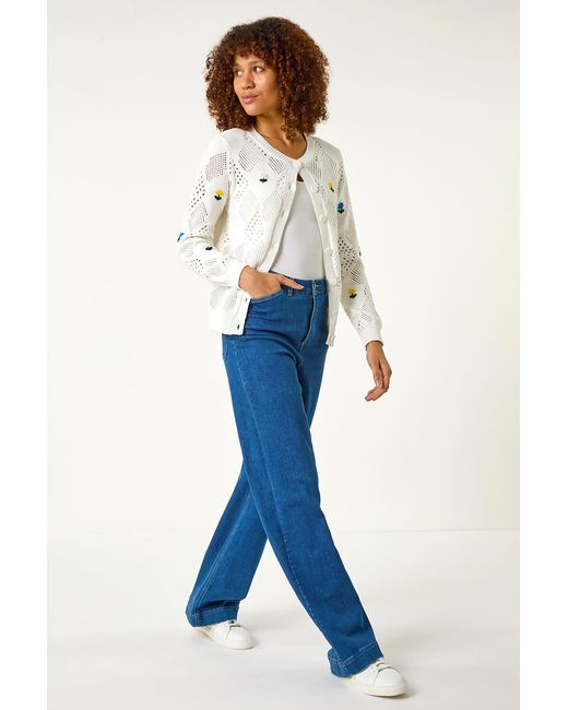 Roman Brown Flower Embroidered Cardigan