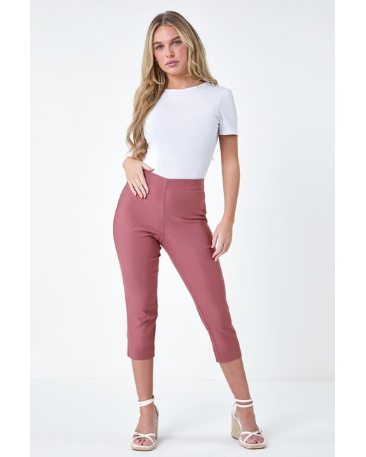 Roman Red Petite Cropped Stretch Trousers