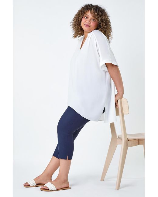Roman Curve Blue Cropped Stretch Trouser