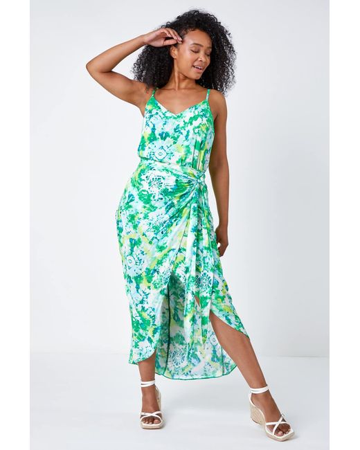 Roman Petite Green Tie Dye Wrap Around Skirt
