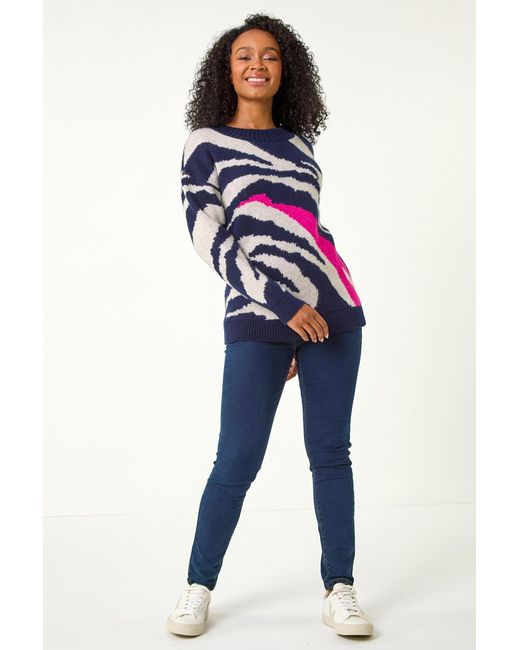 Roman Petite Blue Abstract Knit Jumper