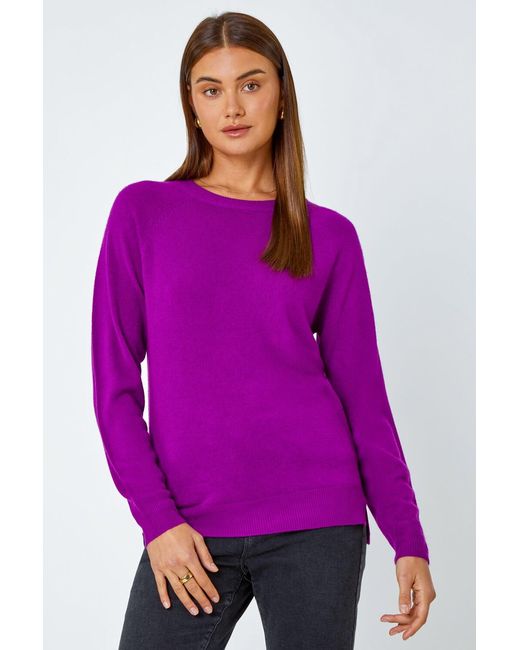 Roman Purple Plain Soft Crew Neck Jumper