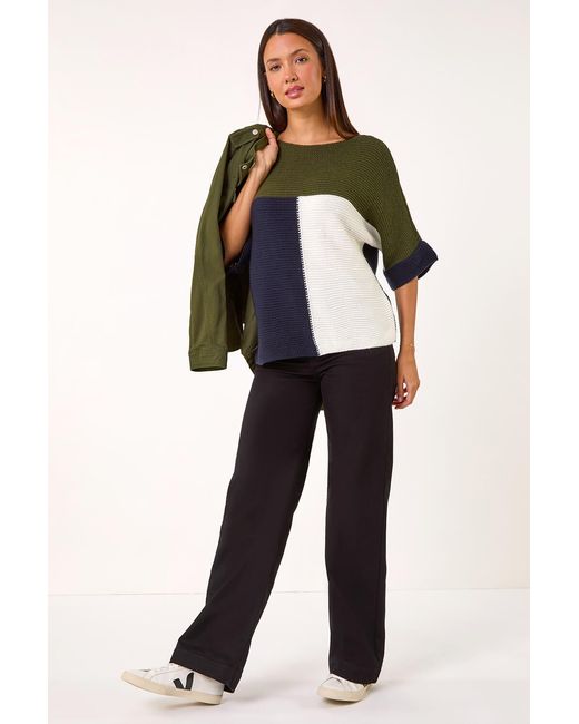 Roman Blue Colour Block Knitted Jumper
