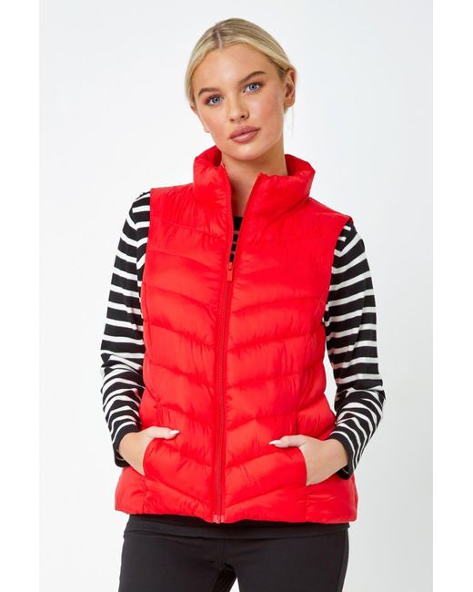 Roman Red Petite Quilted Padded Gilet