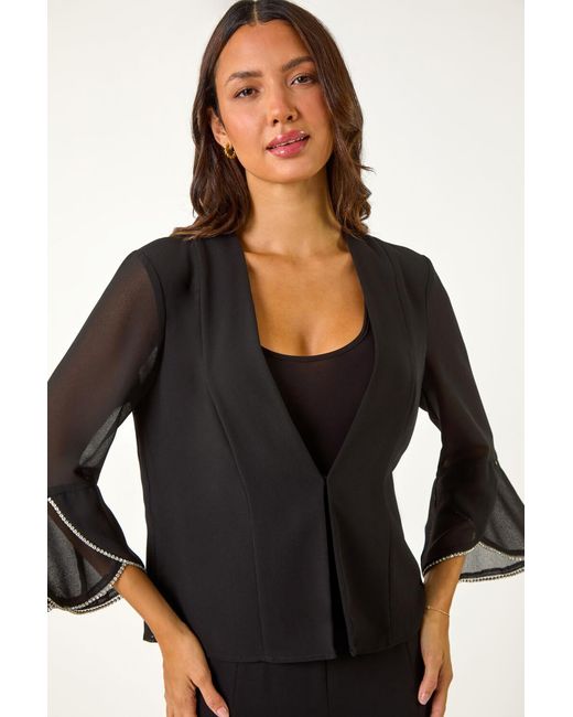 Roman Black Diamante Detail Jacket