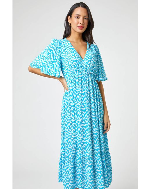 Roman Synthetic Zig Zag Tiered Maxi Dress in Blue Lyst UK