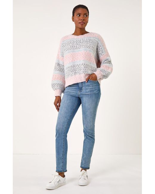 Roman Brown Soft Stripe Textured Jumper