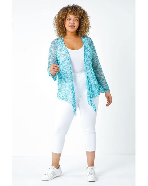 Roman Curve Blue Knitted Waterfall Cardigan