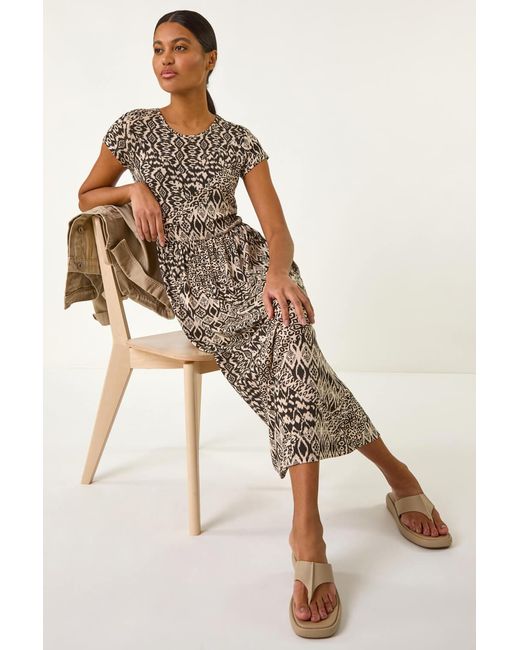 Roman Black Abstract Print Midi Dress