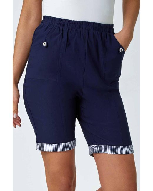 Roman Blue Contrast Detail Stretch Shorts