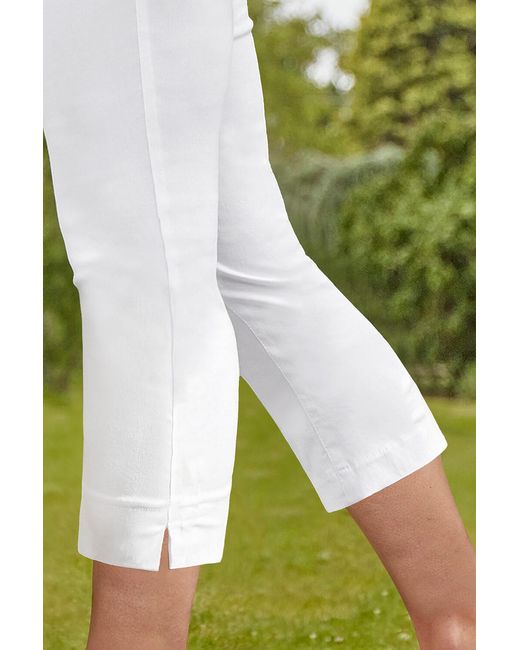 Roman White Cropped Stretch Holiday Capri Trousers