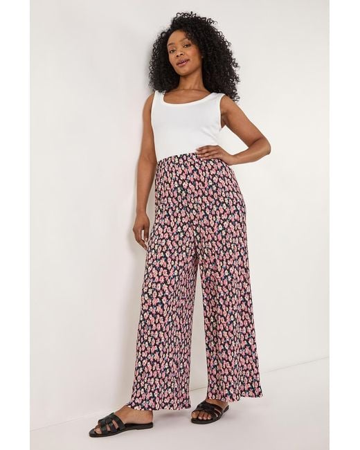 Roman Petite Pink Floral Crinkle Trouser