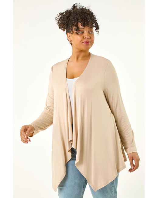 Roman Curve Natural Waterfall Longline Cardigan