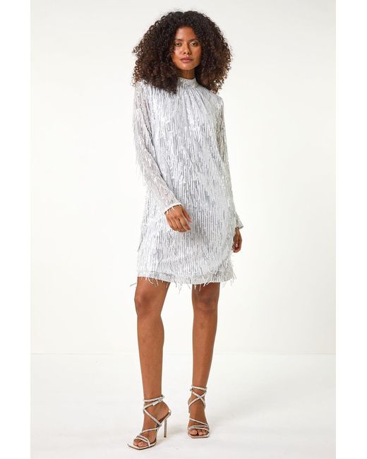 D.u.s.k Metallic All Over Fringe Shift Dress