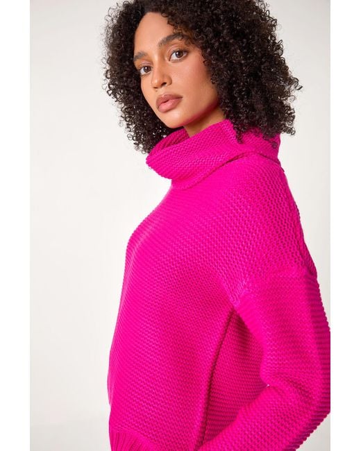Roman Pink Textured Cowl Neck Jumper