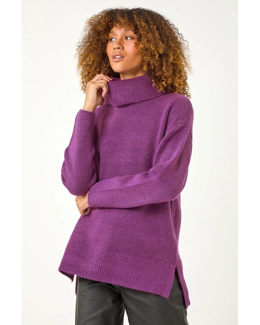 Roman Purple Roll Neck Knit Jumper