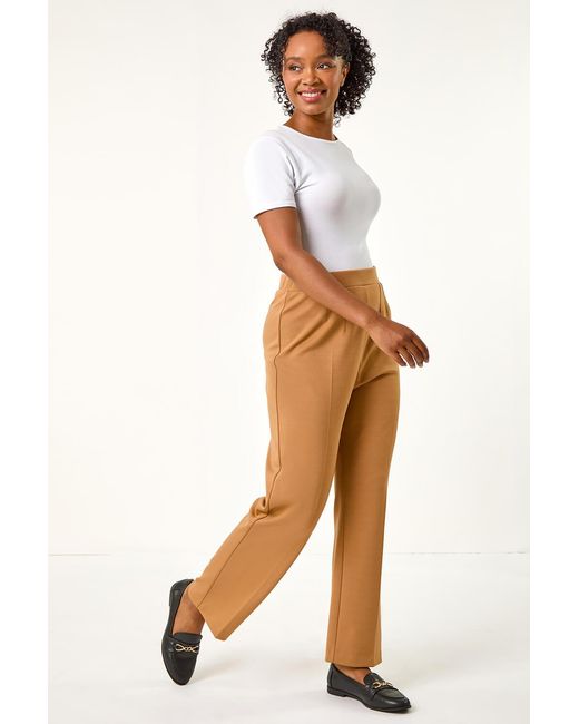 Roman Petite Natural Straight Leg Ponte Stretch Trouser