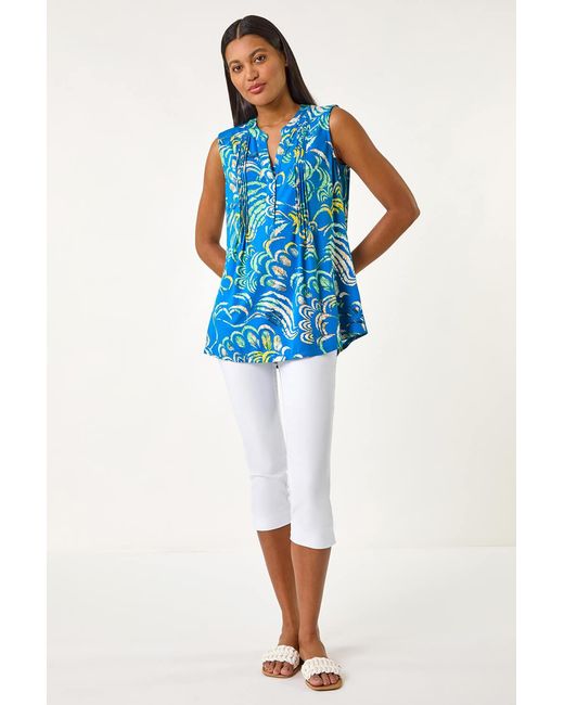 Roman Blue Abstract Print V-Neck Vest