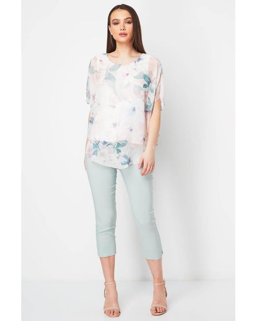 Roman Pink Floral Chiffon Overlay Top