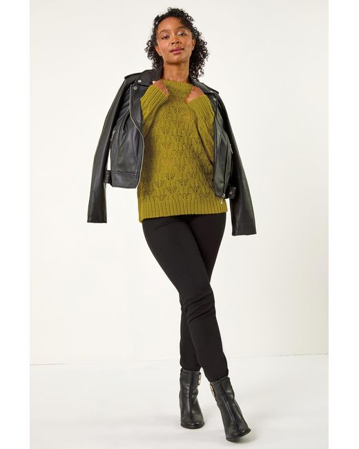 Roman Petite Yellow Crochet Knit Jumper