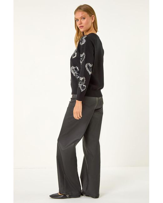 Roman Black Heart Sequin Detail Knit Jumper