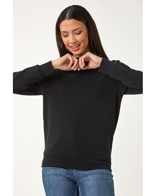 Roman Black Premium Soft Jersey Roll Neck Jumper