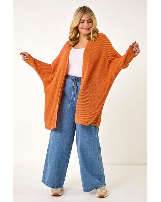 Roman Curve Orange Light Weight Knit Cardigan