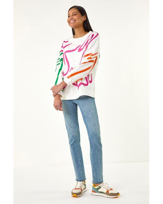 Roman Red Abstract Print Sweatshirt