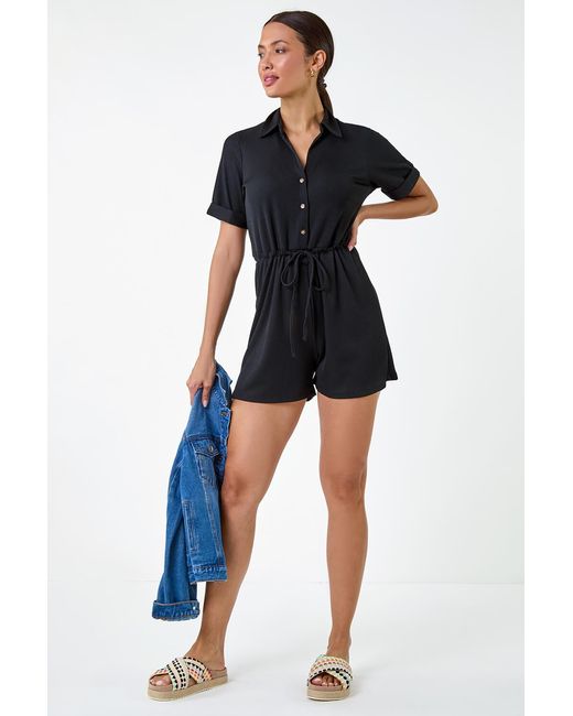 Roman Blue Ribbed Stretch Playsuit